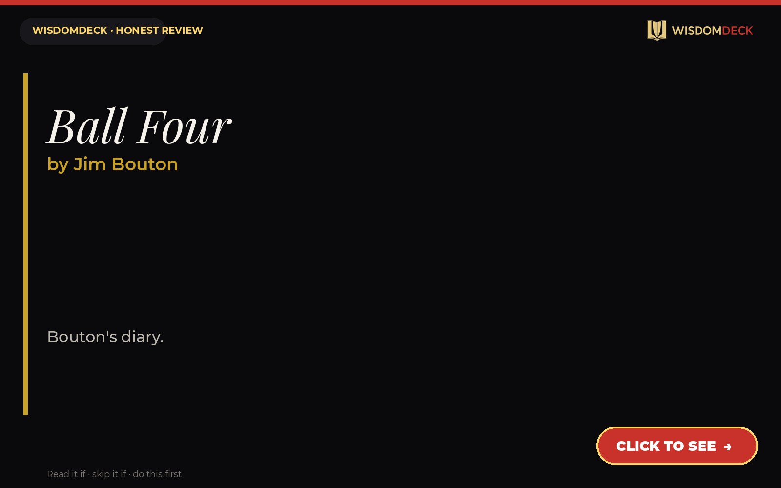 Ball Four by Jim Bouton — WisdomDeck honest review