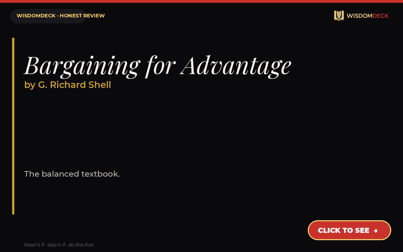Bargaining for Advantage by G. Richard Shell — WisdomDeck review