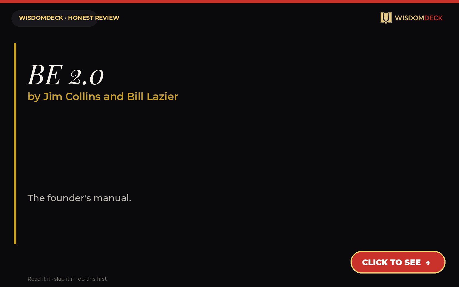 BE 2.0 by Jim Collins and Bill Lazier — WisdomDeck honest review