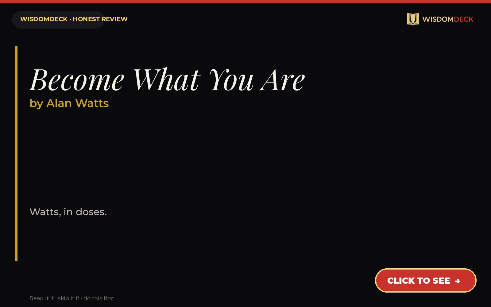 Become What You Are by Alan Watts — WisdomDeck review