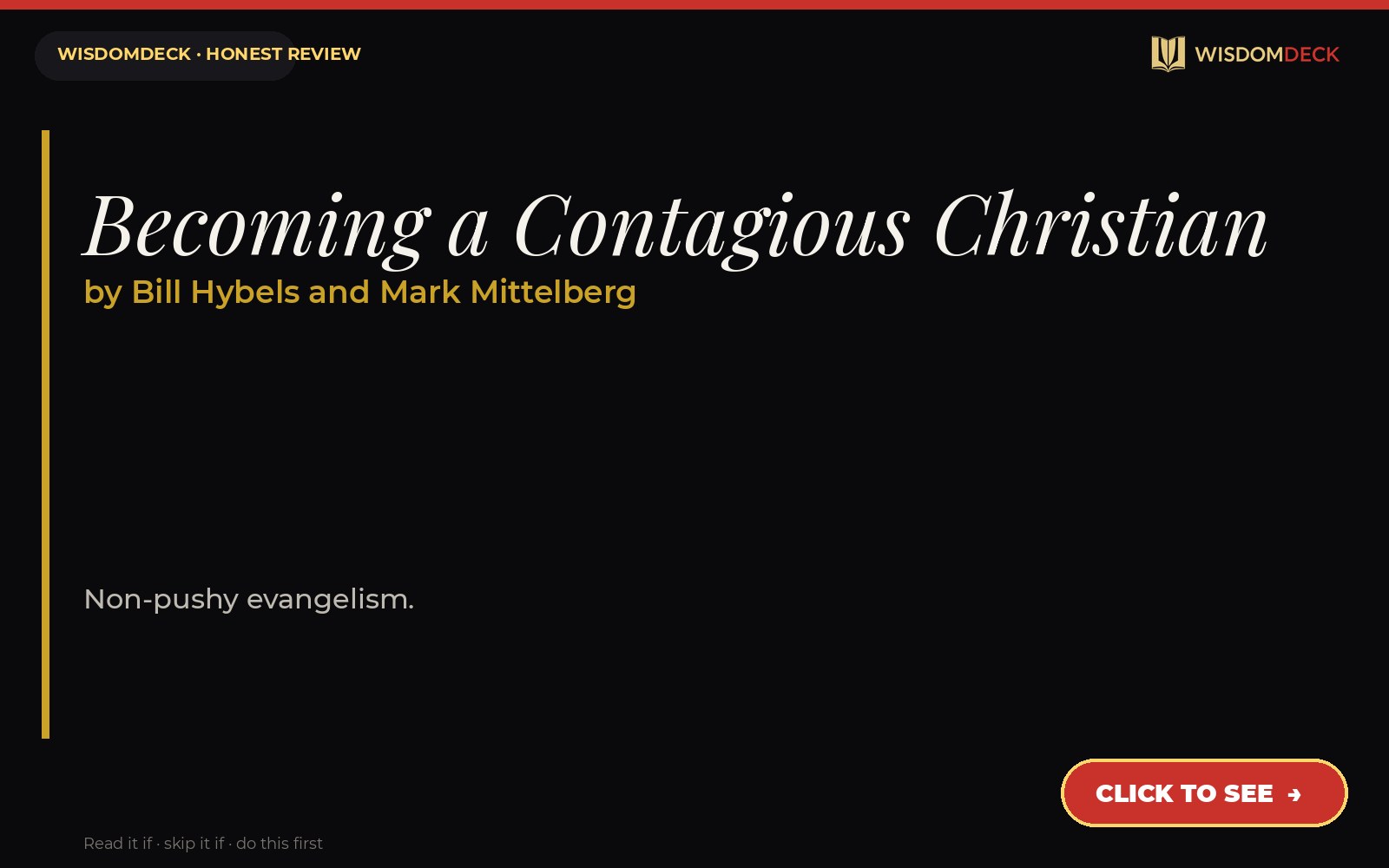 Becoming a Contagious Christian by Bill Hybels and Mark Mittelberg — WisdomDeck review