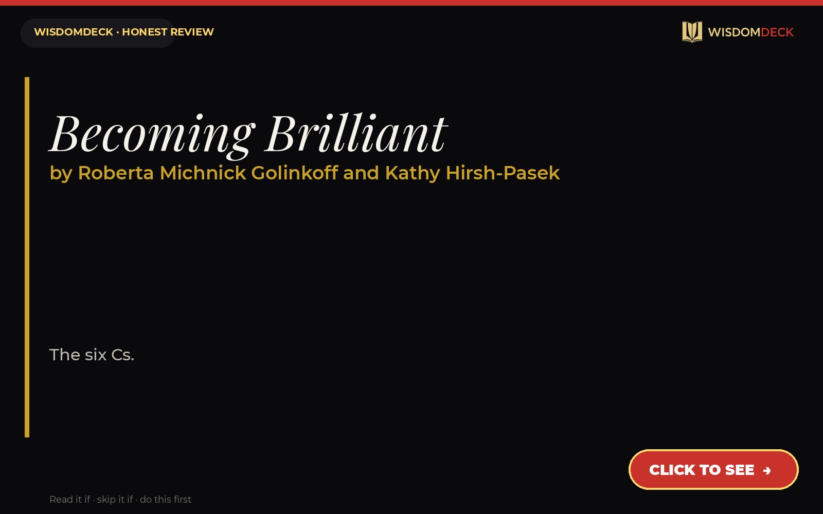 Becoming Brilliant by Roberta Michnick Golinkoff and Kathy Hirsh-Pasek — WisdomDeck review