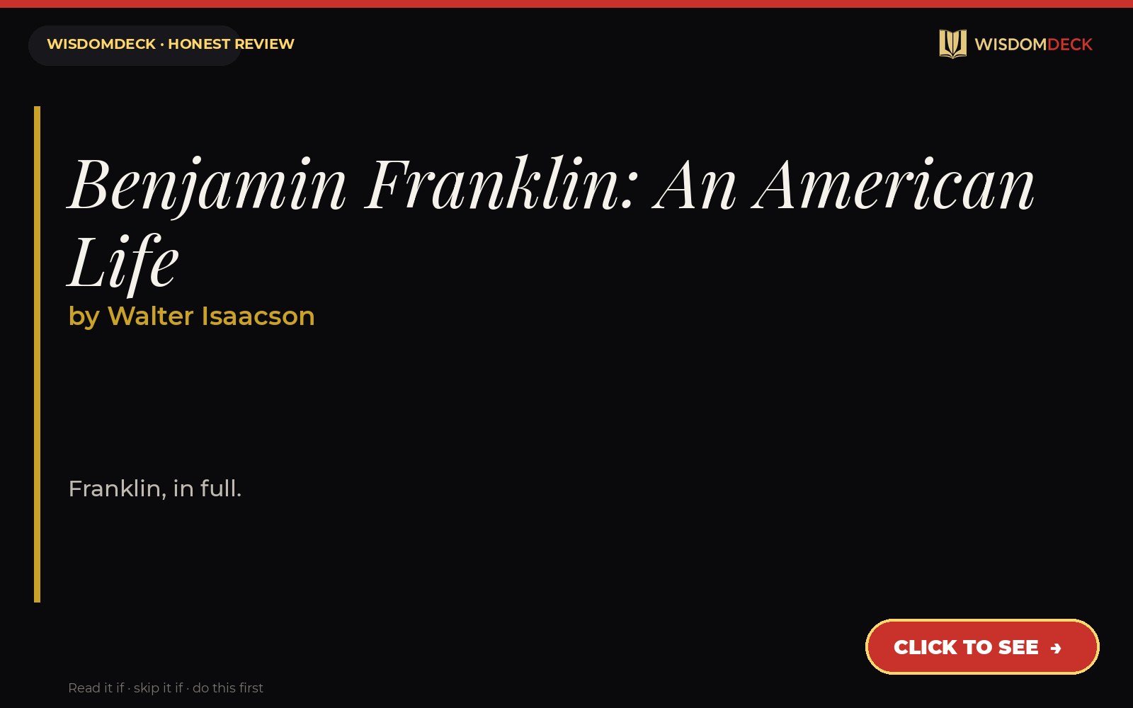 Benjamin Franklin: An American Life by Walter Isaacson — WisdomDeck review