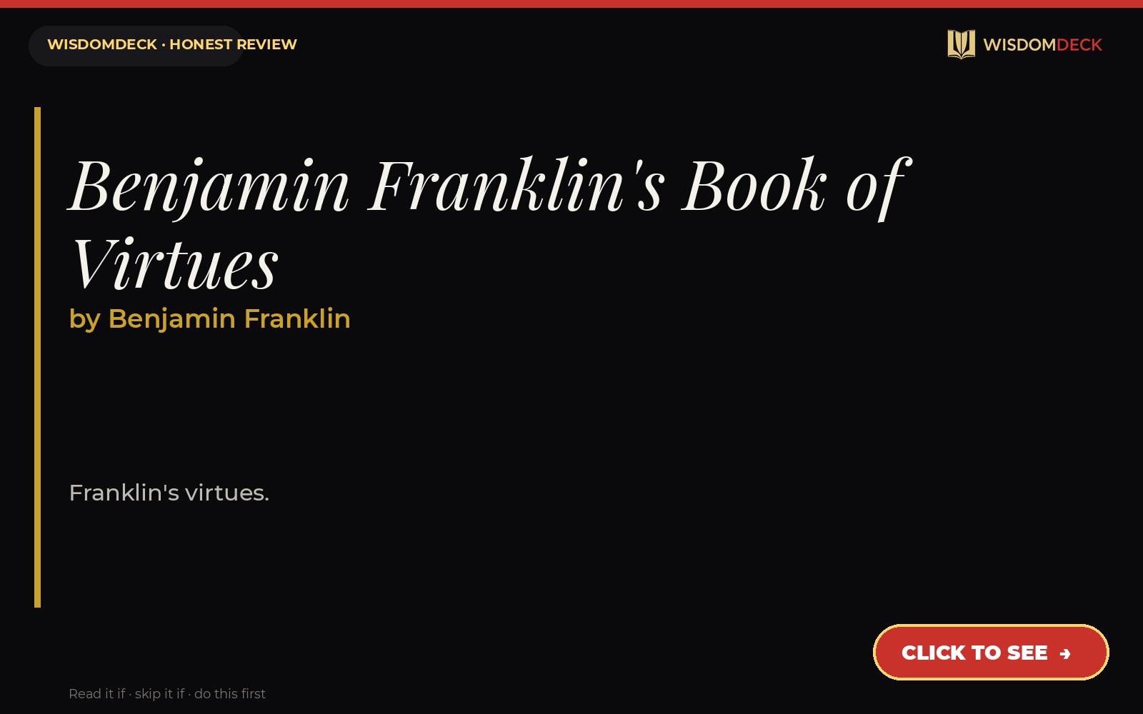 Benjamin Franklin's Book of Virtues by Benjamin Franklin — WisdomDeck review