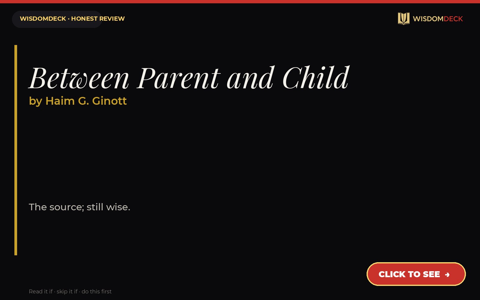 Between Parent and Child by Haim G. Ginott — WisdomDeck review