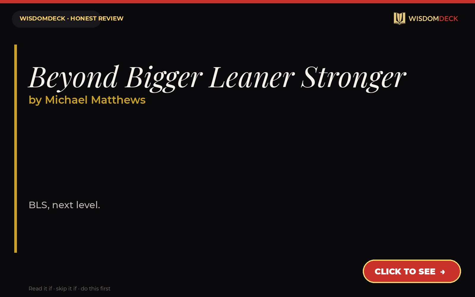 Beyond Bigger Leaner Stronger by Michael Matthews — WisdomDeck honest review