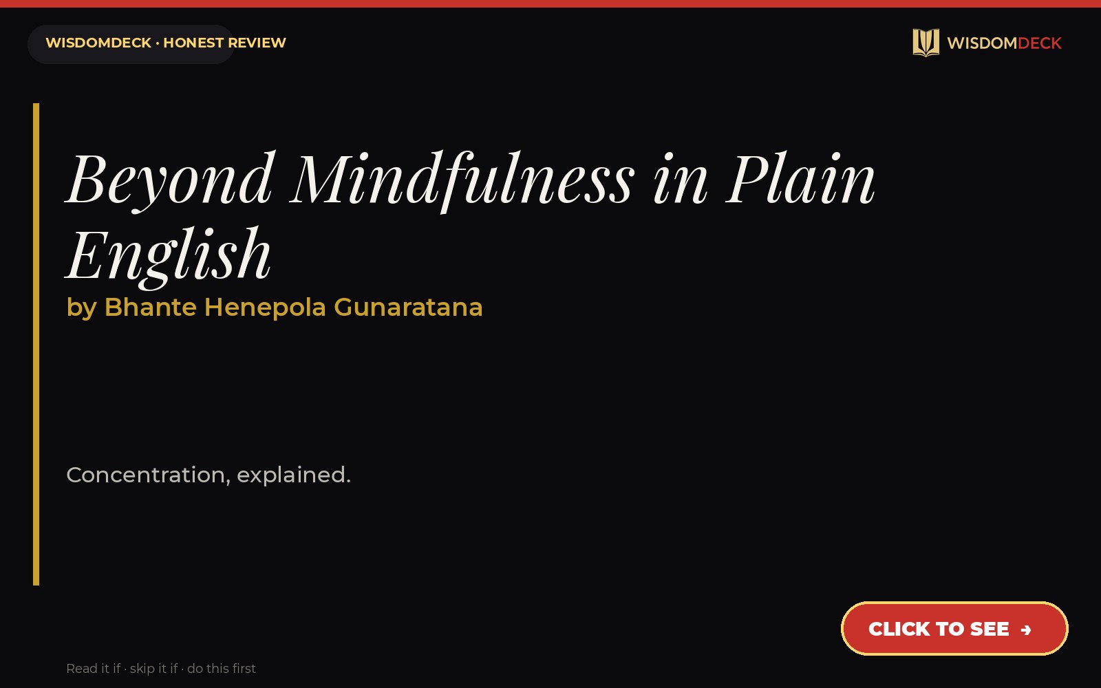 Beyond Mindfulness in Plain English by Bhante Henepola Gunaratana — WisdomDeck review
