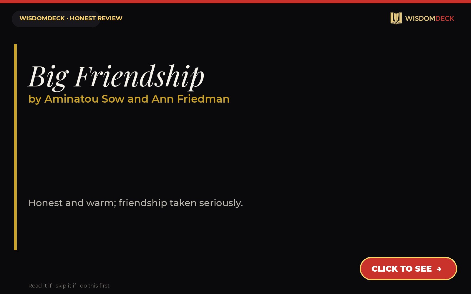 Big Friendship by Aminatou Sow and Ann Friedman — WisdomDeck review