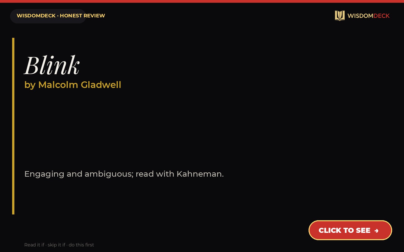 Blink by Malcolm Gladwell — WisdomDeck review