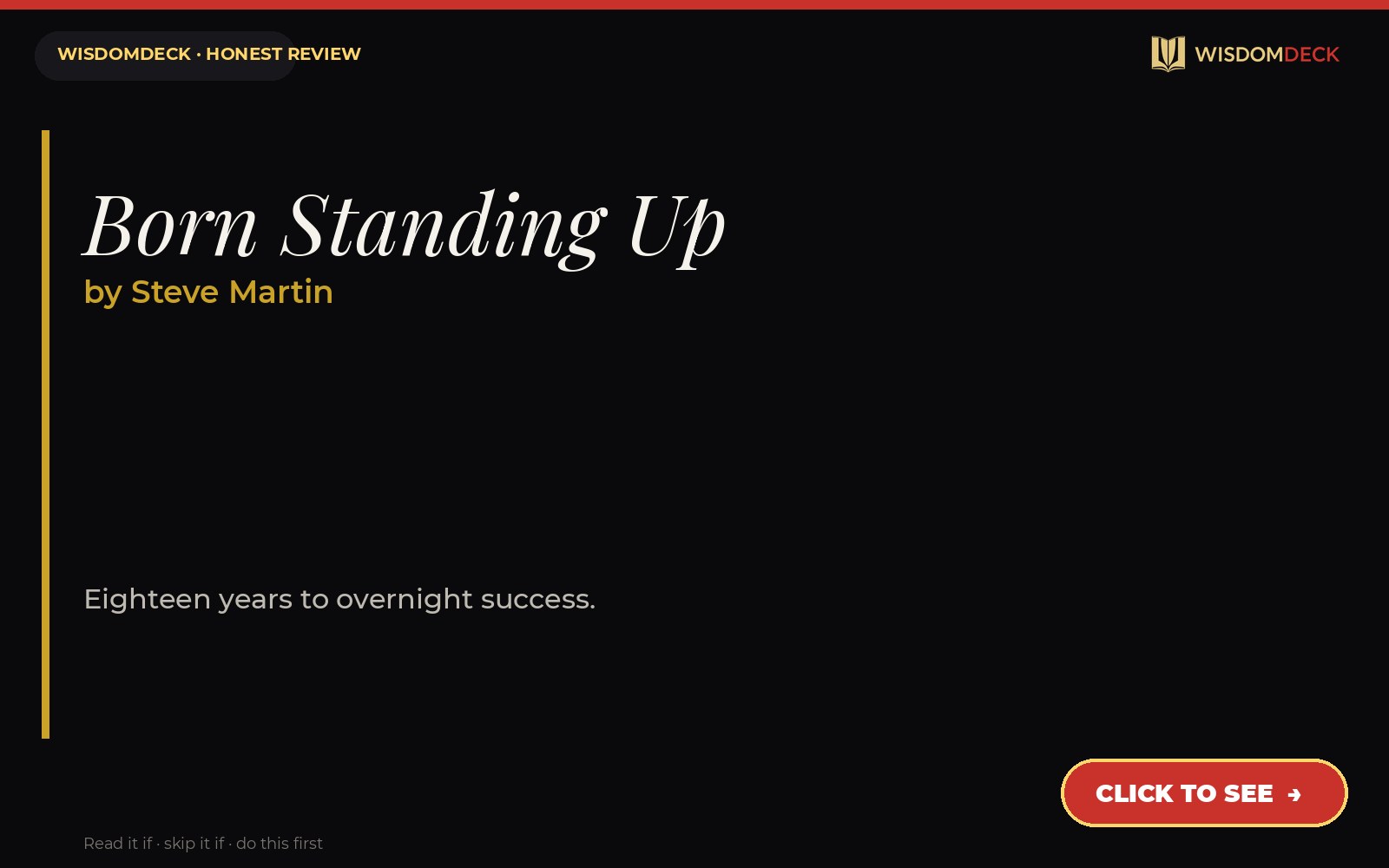 Born Standing Up by Steve Martin — WisdomDeck honest review