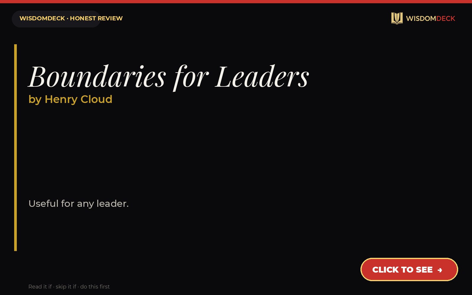 Boundaries for Leaders by Henry Cloud — WisdomDeck review