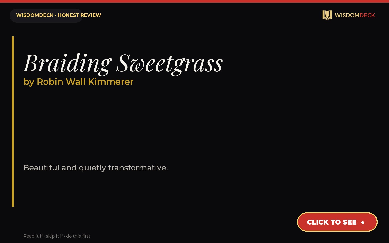 Braiding Sweetgrass by Robin Wall Kimmerer — WisdomDeck review