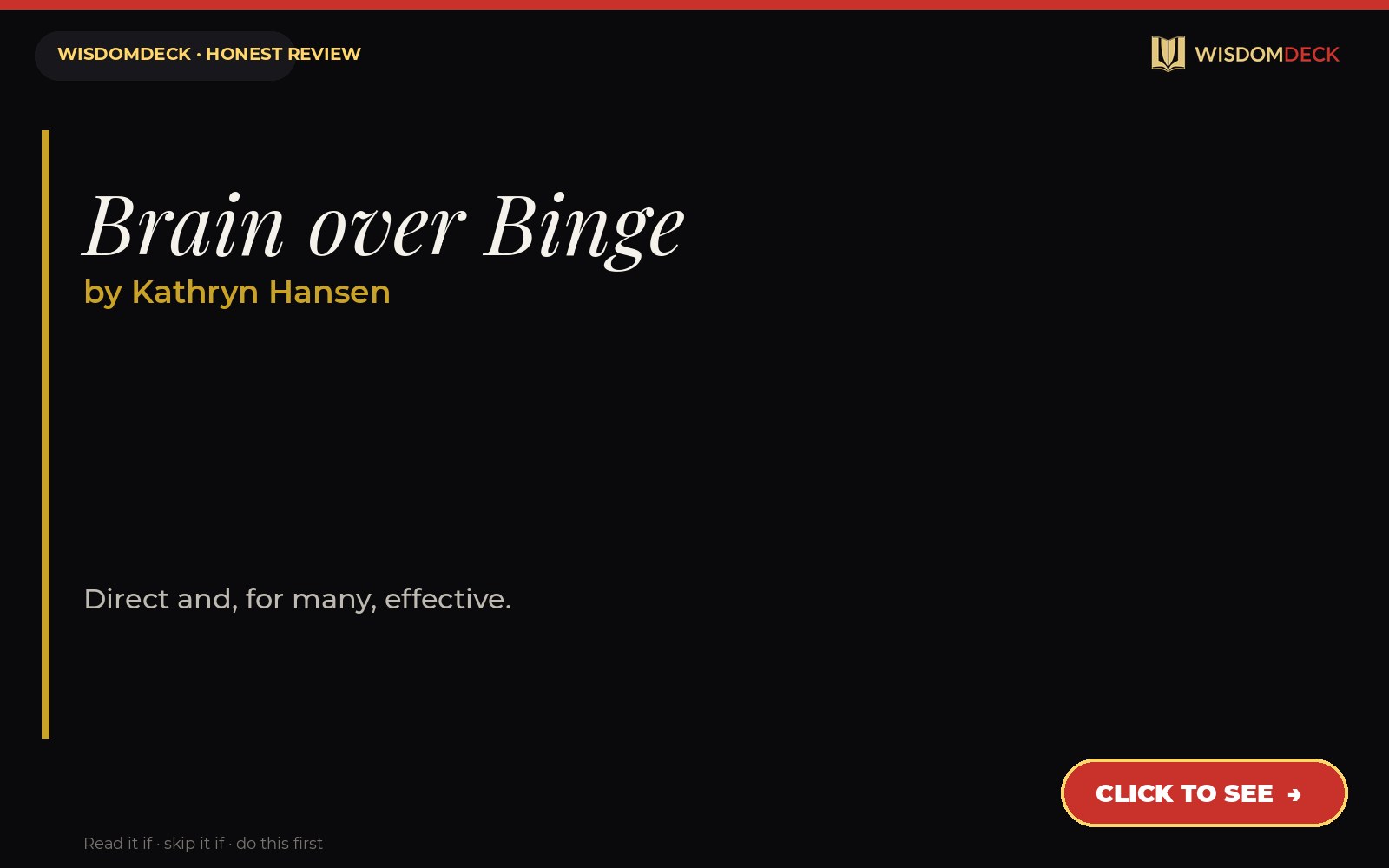 Brain over Binge by Kathryn Hansen — WisdomDeck review