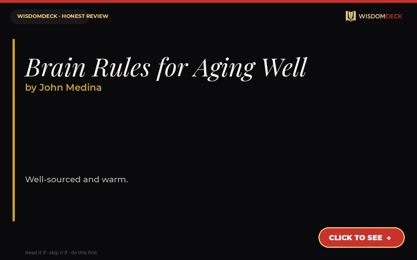 Brain Rules for Aging Well by John Medina — WisdomDeck review
