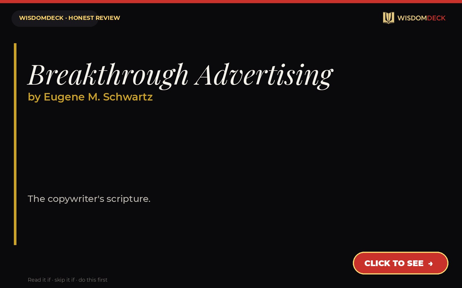 Breakthrough Advertising by Eugene M. Schwartz — WisdomDeck honest review