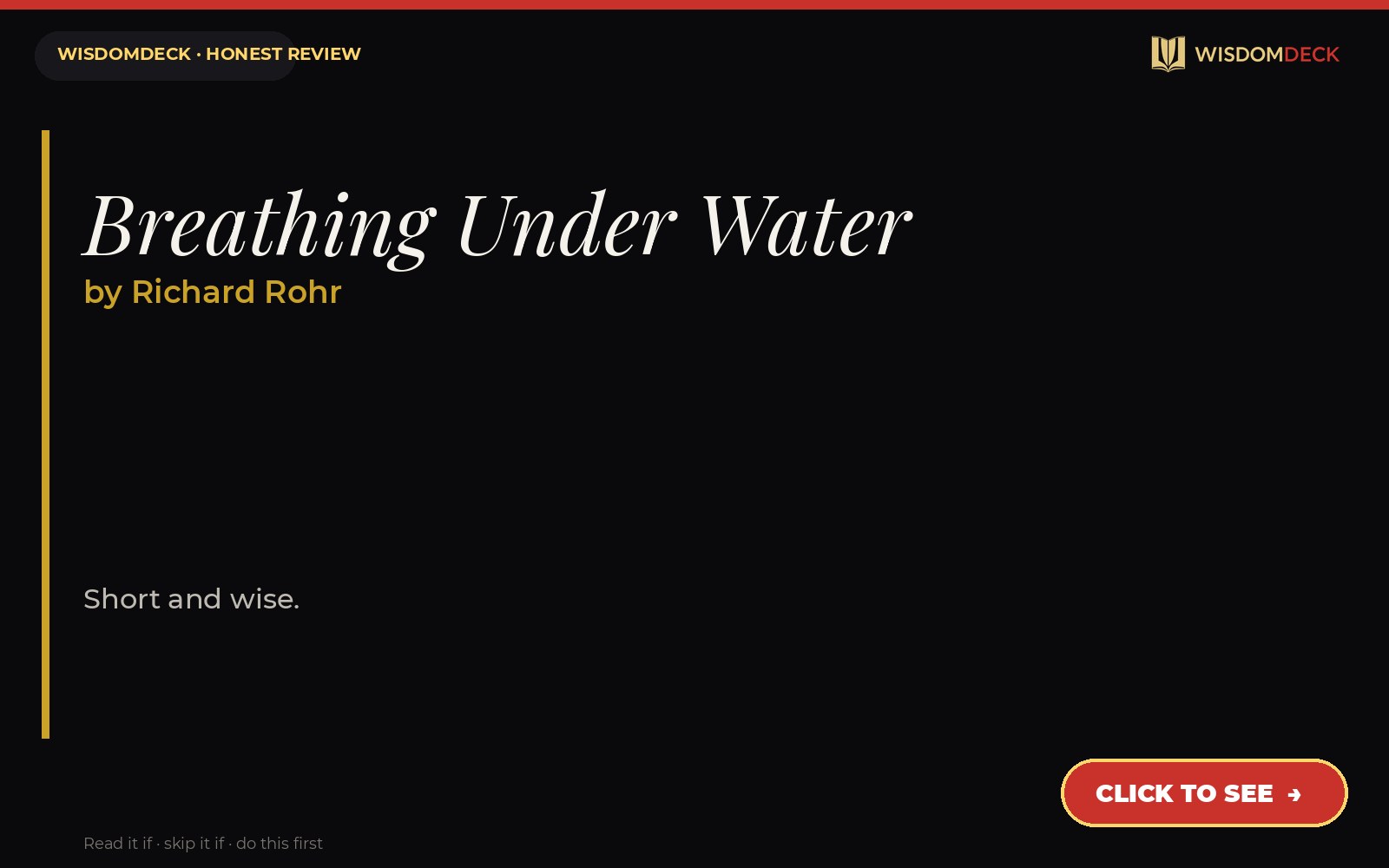 Breathing Under Water by Richard Rohr — WisdomDeck review