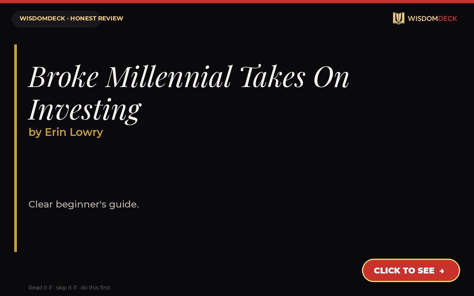 Broke Millennial Takes On Investing by Erin Lowry — WisdomDeck review