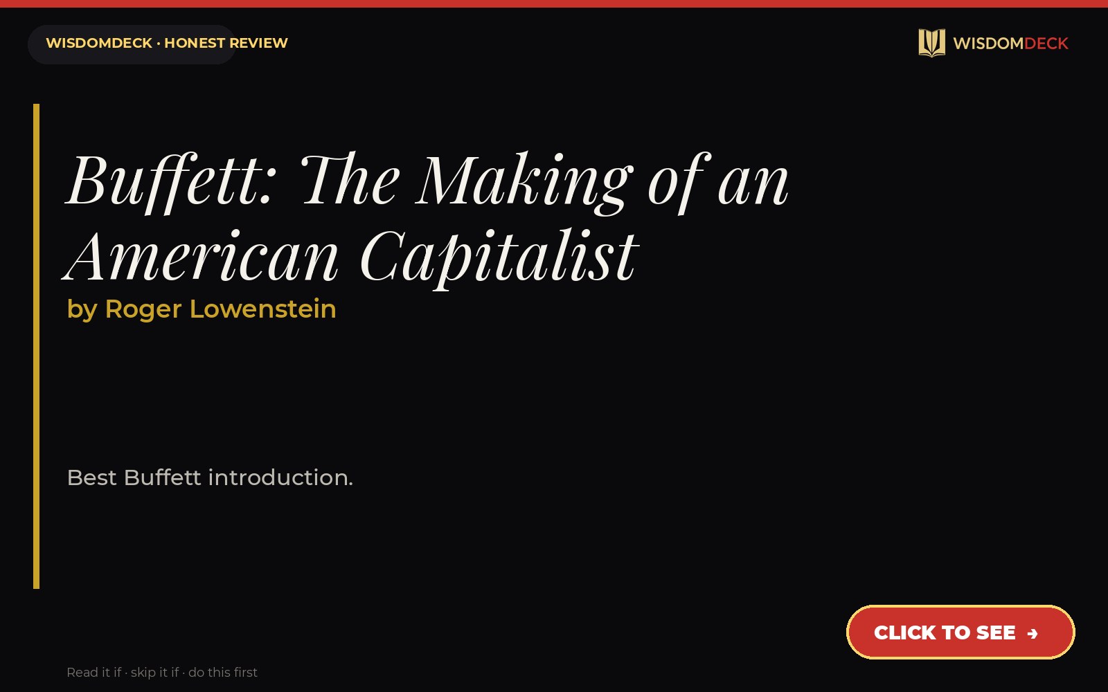Buffett: The Making of an American Capitalist by Roger Lowenstein — WisdomDeck review