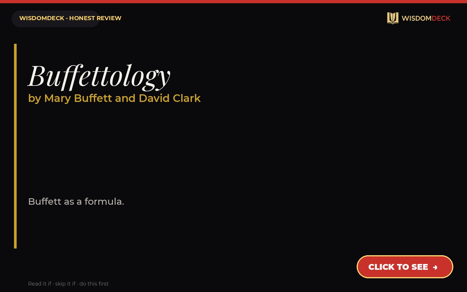 Buffettology by Mary Buffett and David Clark — WisdomDeck review