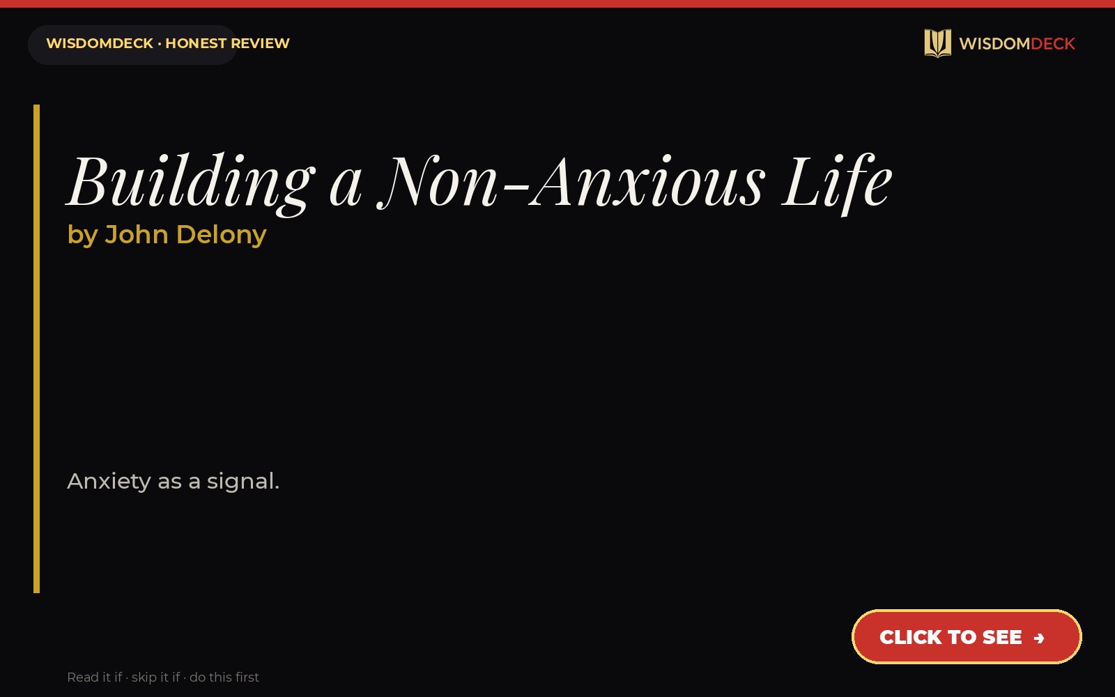 Building a Non-Anxious Life by John Delony — WisdomDeck review