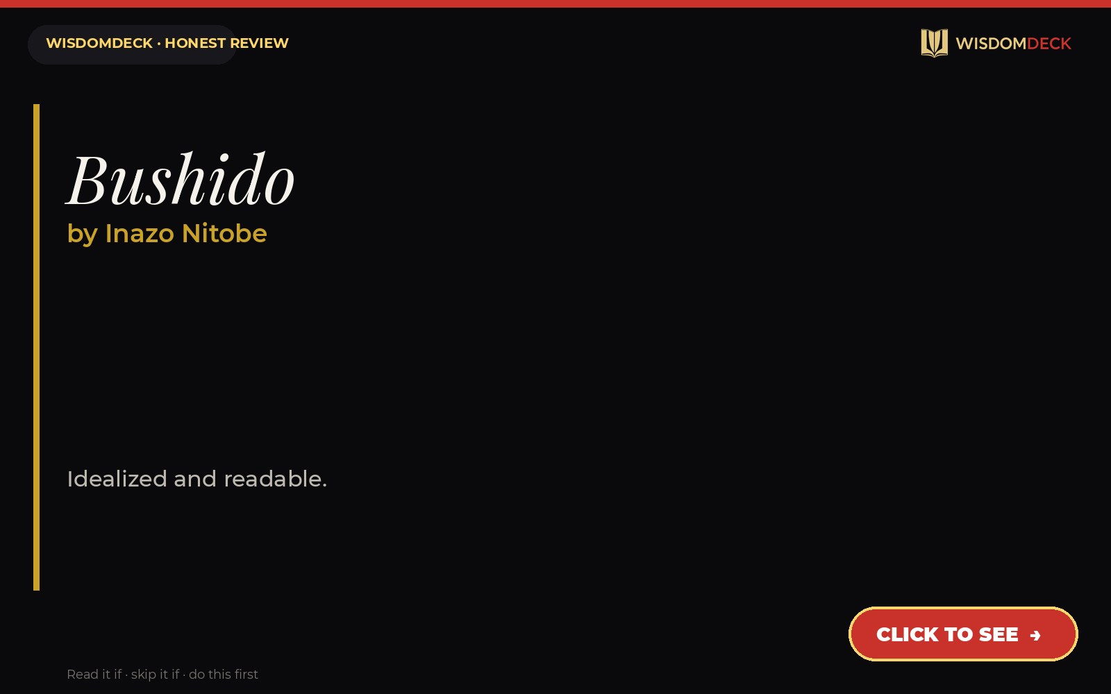 Bushido by Inazo Nitobe — WisdomDeck review