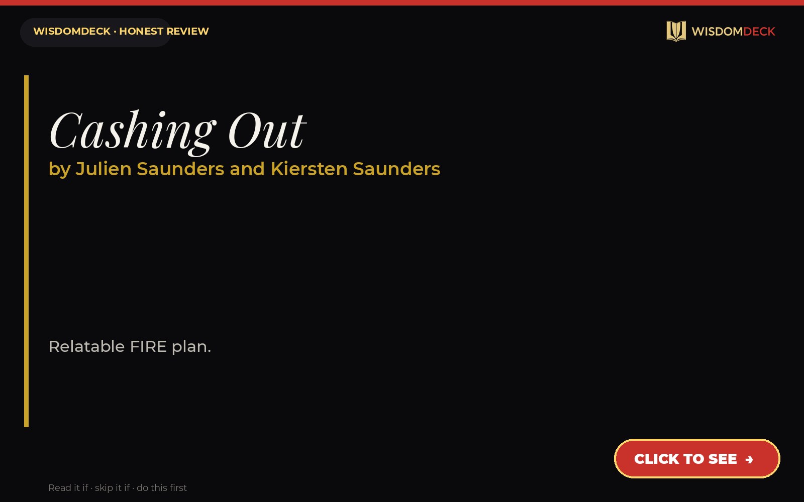 Cashing Out by Julien Saunders and Kiersten Saunders — WisdomDeck review