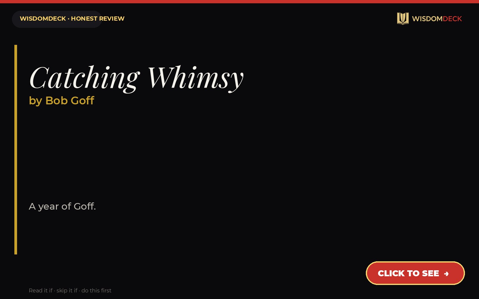 Catching Whimsy by Bob Goff — WisdomDeck honest review