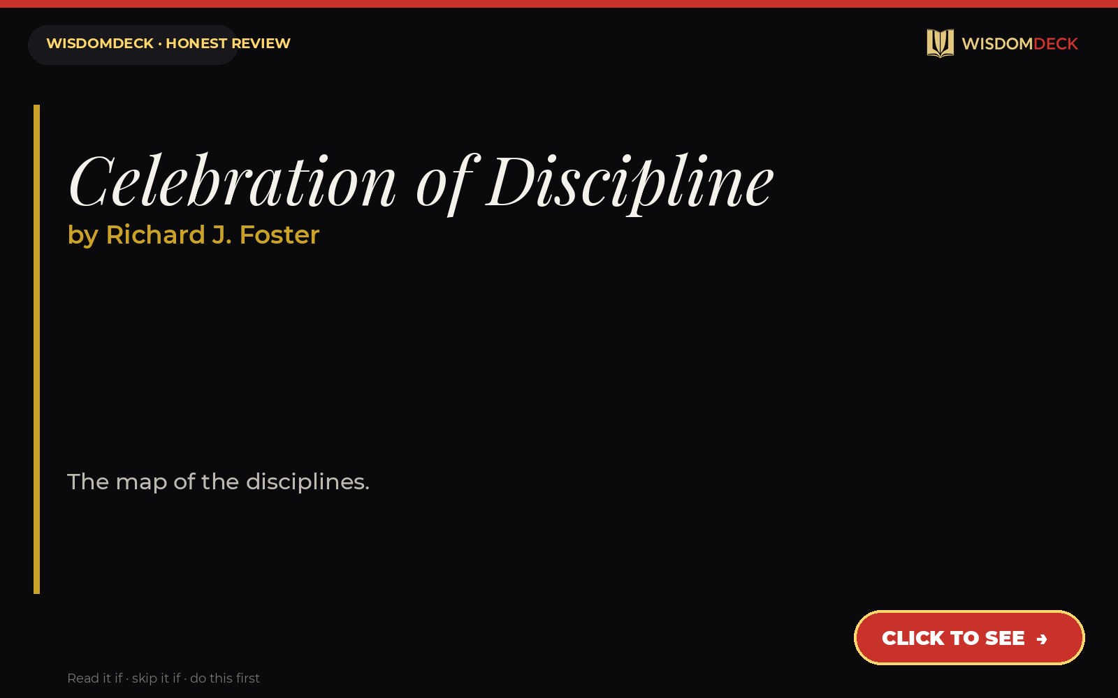Celebration of Discipline by Richard J. Foster — WisdomDeck review