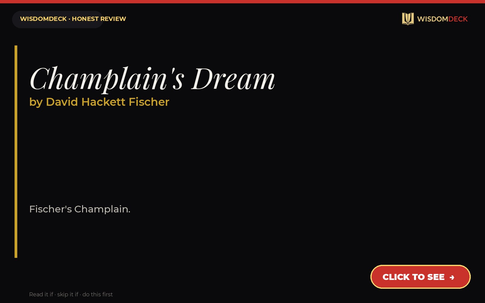 Champlain's Dream by David Hackett Fischer — WisdomDeck review