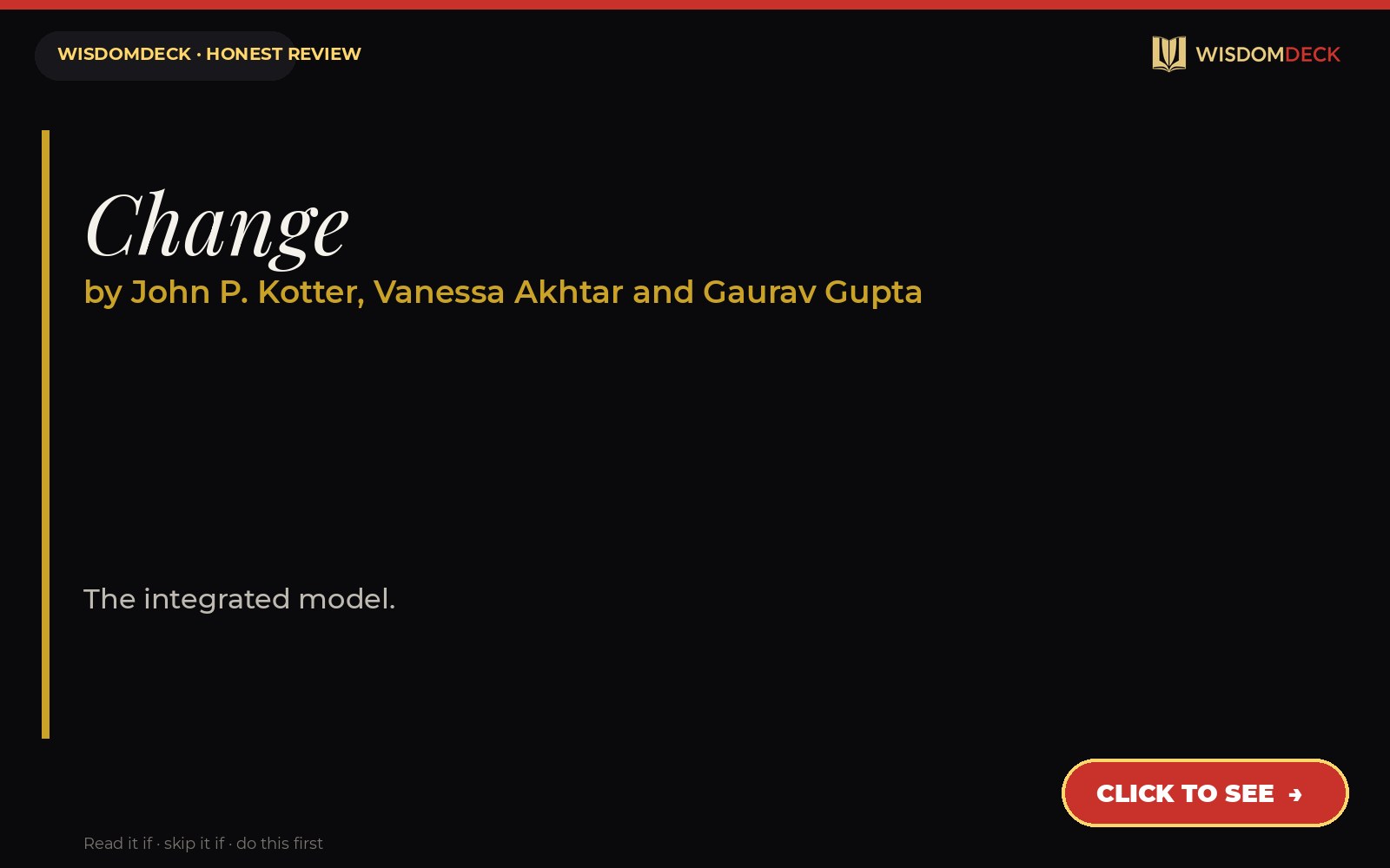 Change by John P. Kotter, Vanessa Akhtar and Gaurav Gupta — WisdomDeck honest review