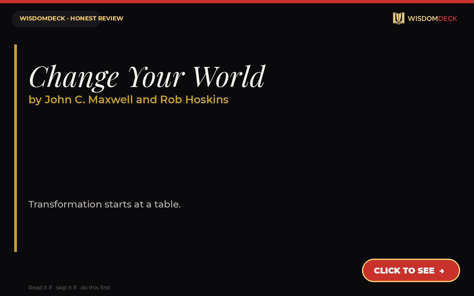 Change Your World by John C. Maxwell and Rob Hoskins — WisdomDeck review