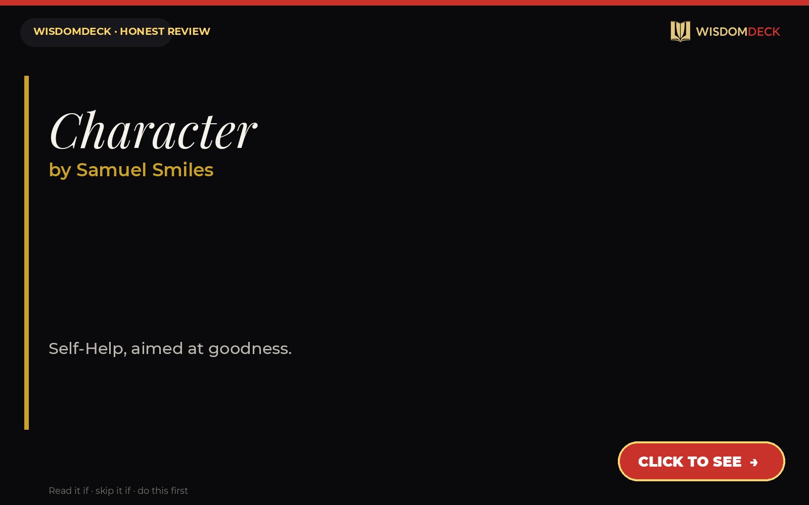 Character by Samuel Smiles — WisdomDeck honest review