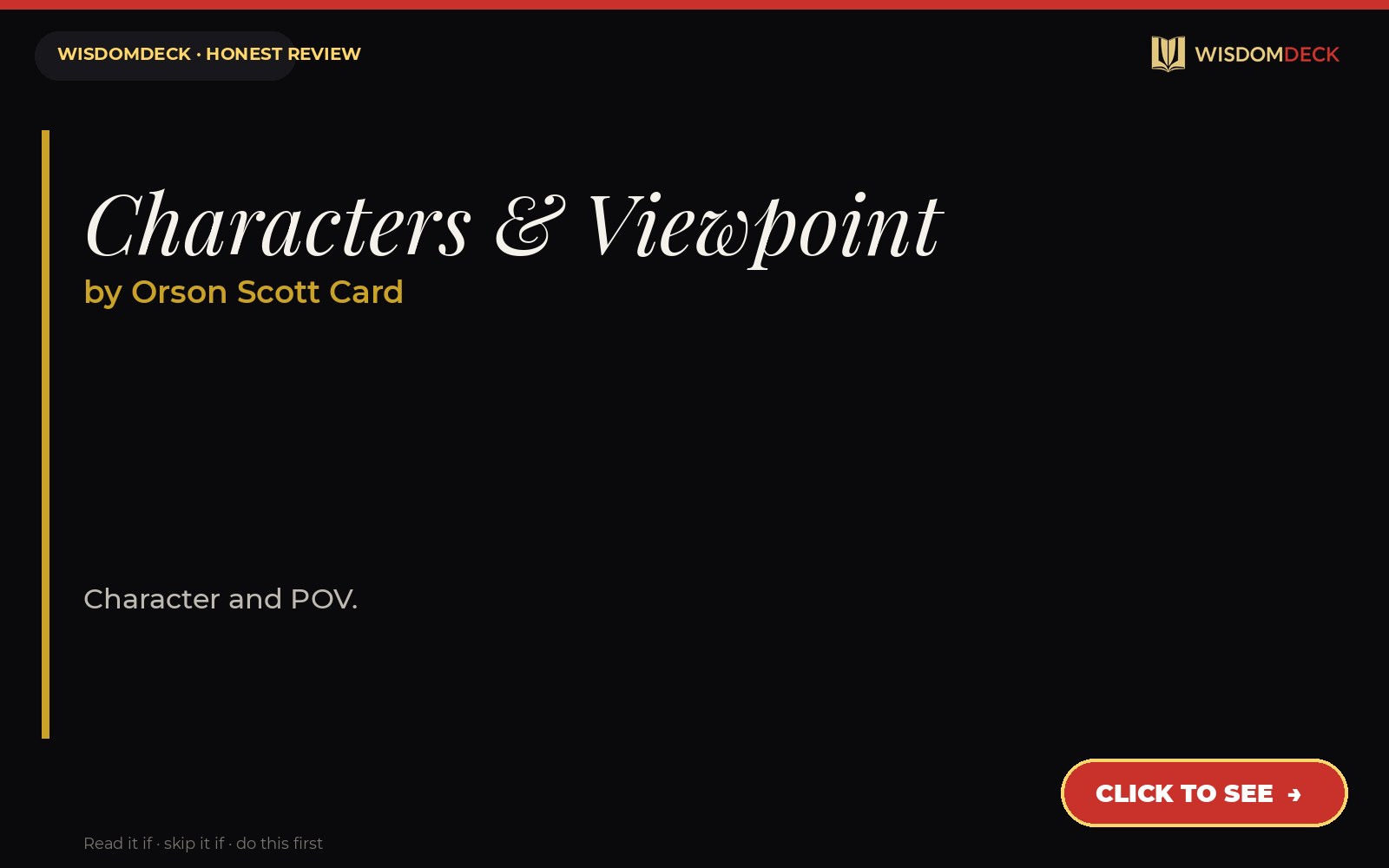 Characters & Viewpoint by Orson Scott Card — WisdomDeck honest review
