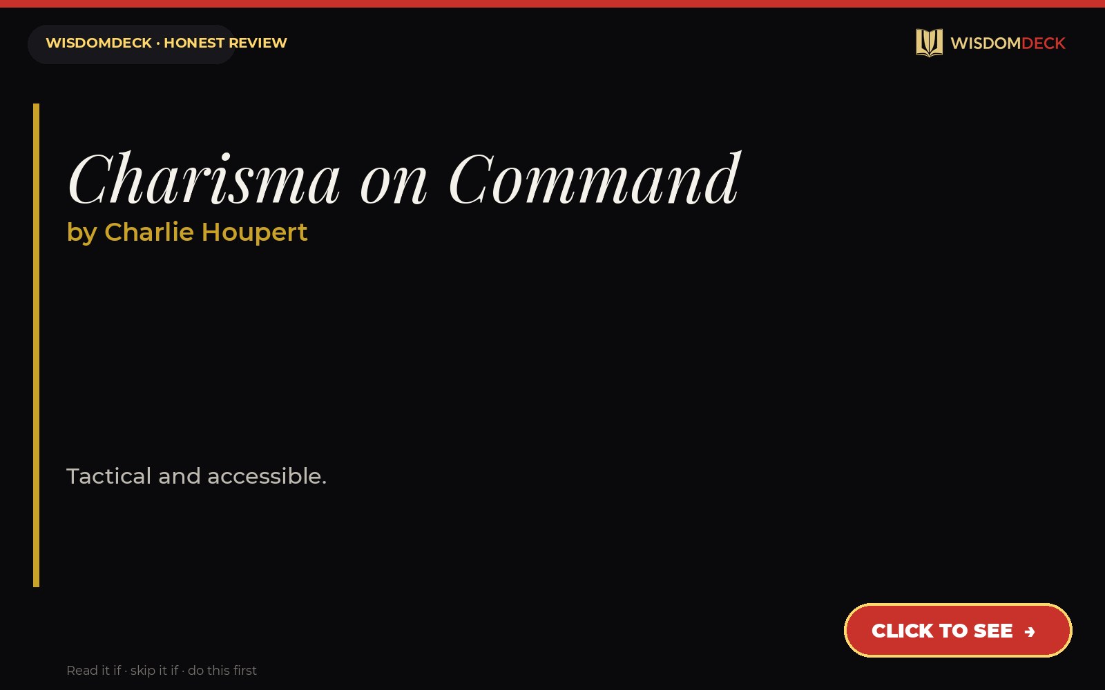 Charisma on Command by Charlie Houpert — WisdomDeck review
