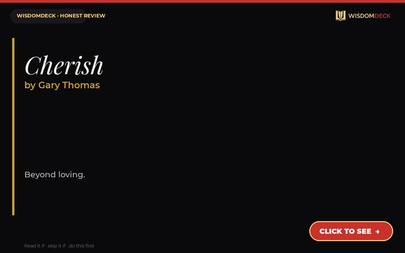 Cherish by Gary Thomas — WisdomDeck honest review