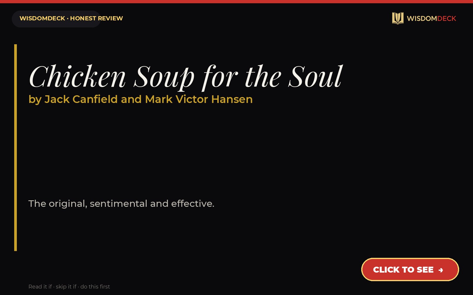 Chicken Soup for the Soul by Jack Canfield and Mark Victor Hansen — WisdomDeck review