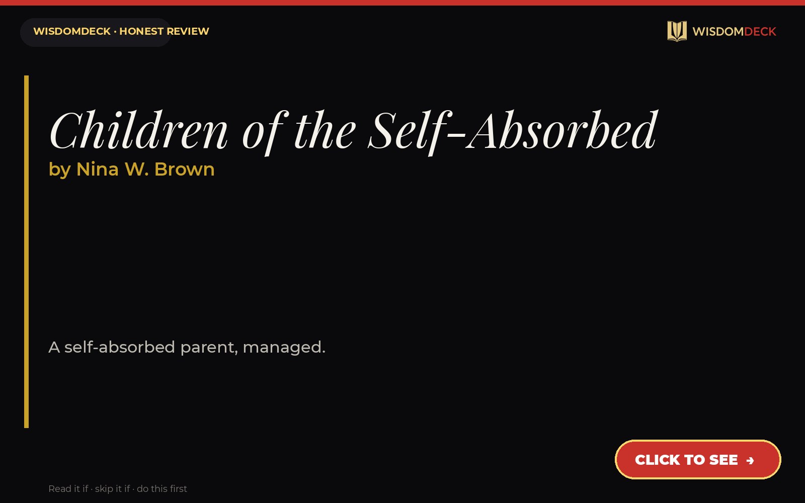 Children of the Self-Absorbed by Nina W. Brown — WisdomDeck review
