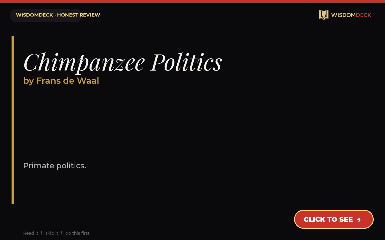 Chimpanzee Politics by Frans de Waal — WisdomDeck review