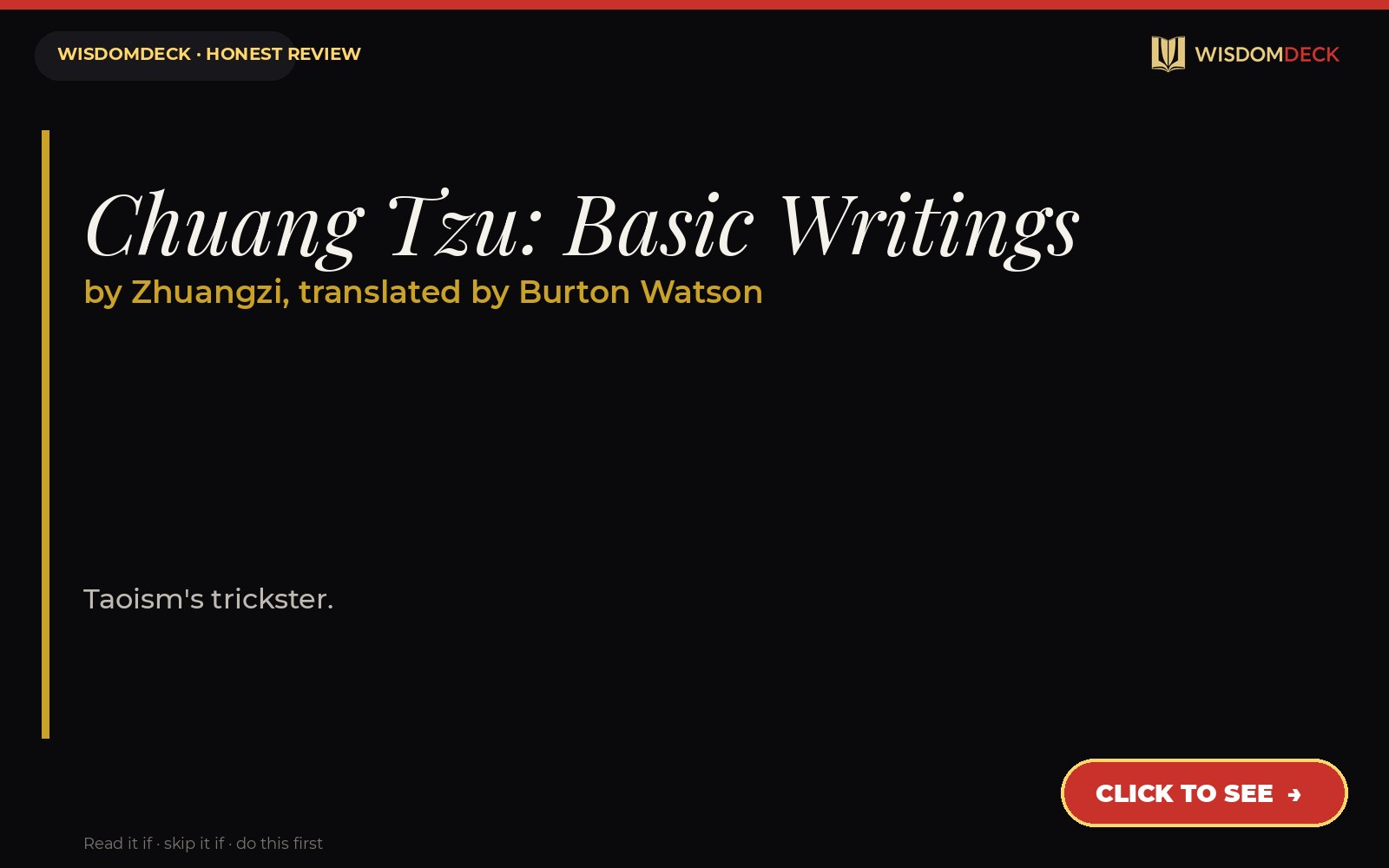 Chuang Tzu: Basic Writings by Zhuangzi, translated by Burton Watson — WisdomDeck review