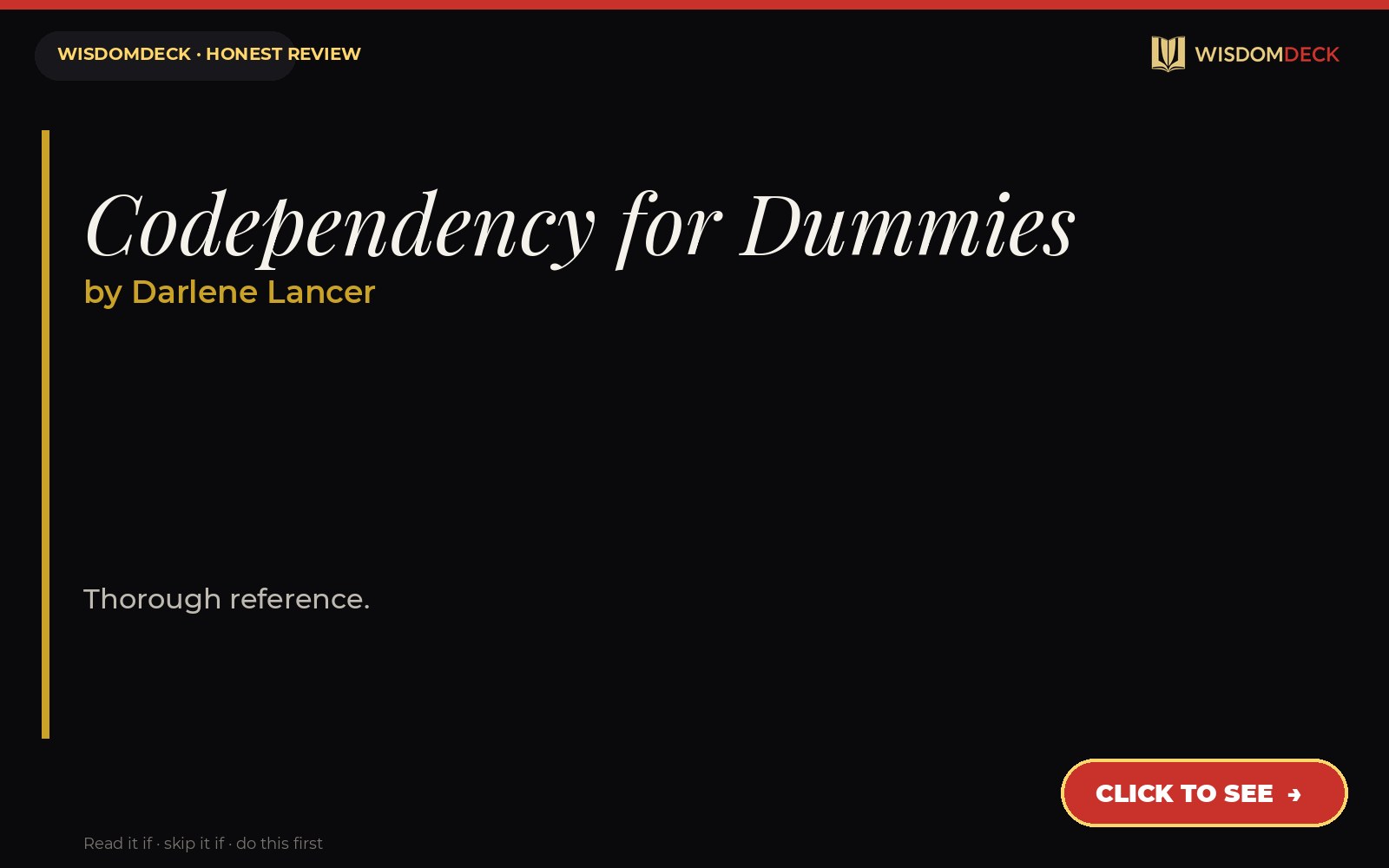 Codependency for Dummies by Darlene Lancer — WisdomDeck honest review