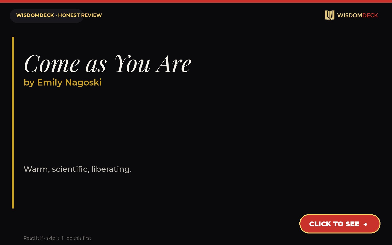Come as You Are by Emily Nagoski — WisdomDeck review