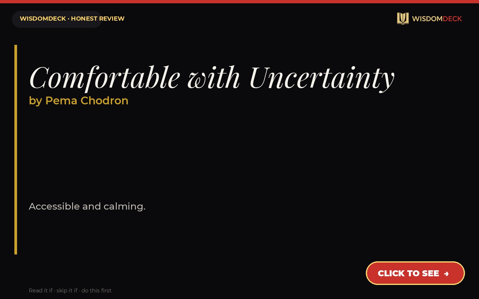 Comfortable with Uncertainty by Pema Chodron — WisdomDeck review