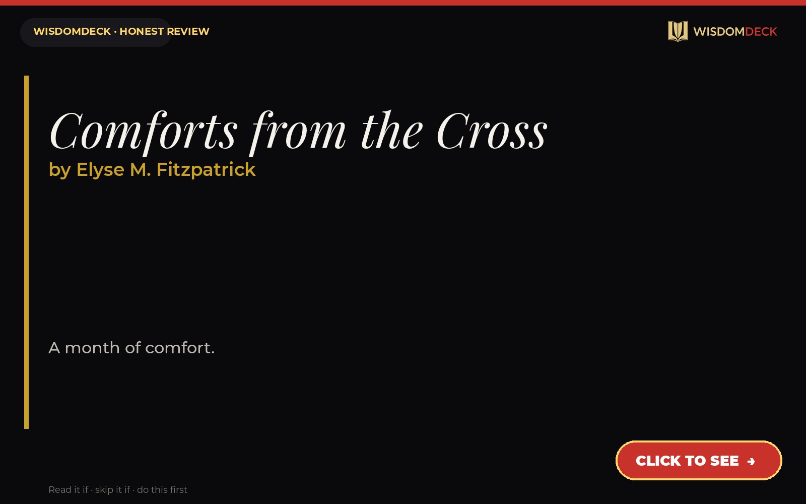 Comforts from the Cross by Elyse M. Fitzpatrick — WisdomDeck review