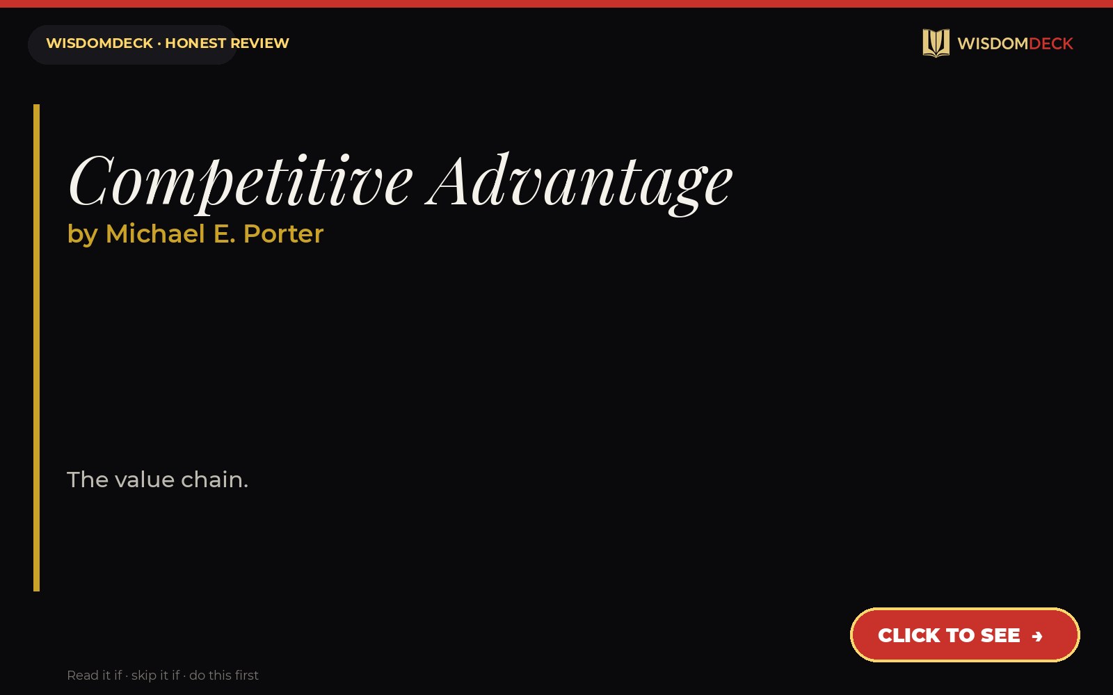 Competitive Advantage by Michael E. Porter — WisdomDeck review