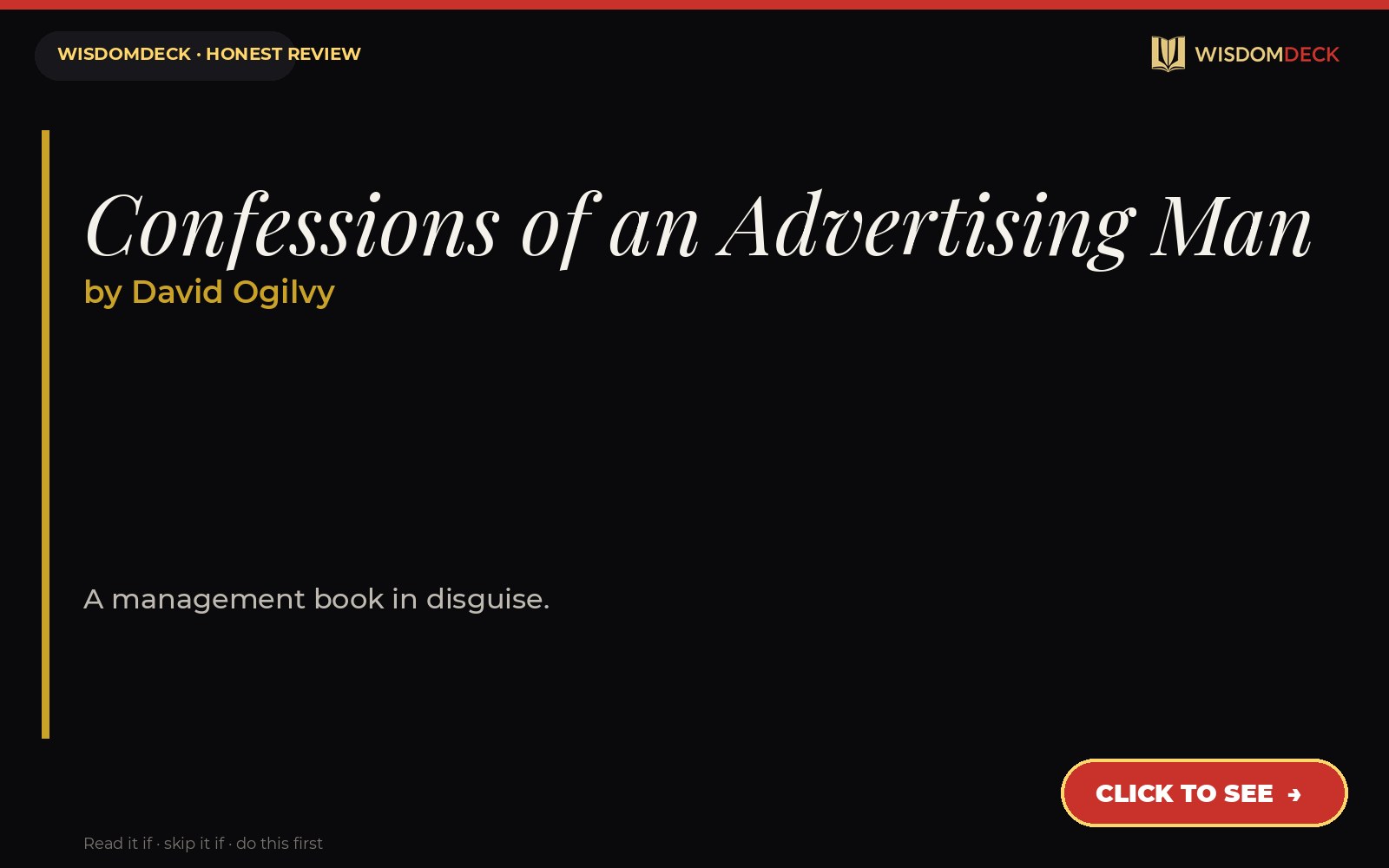 Confessions of an Advertising Man by David Ogilvy — WisdomDeck review