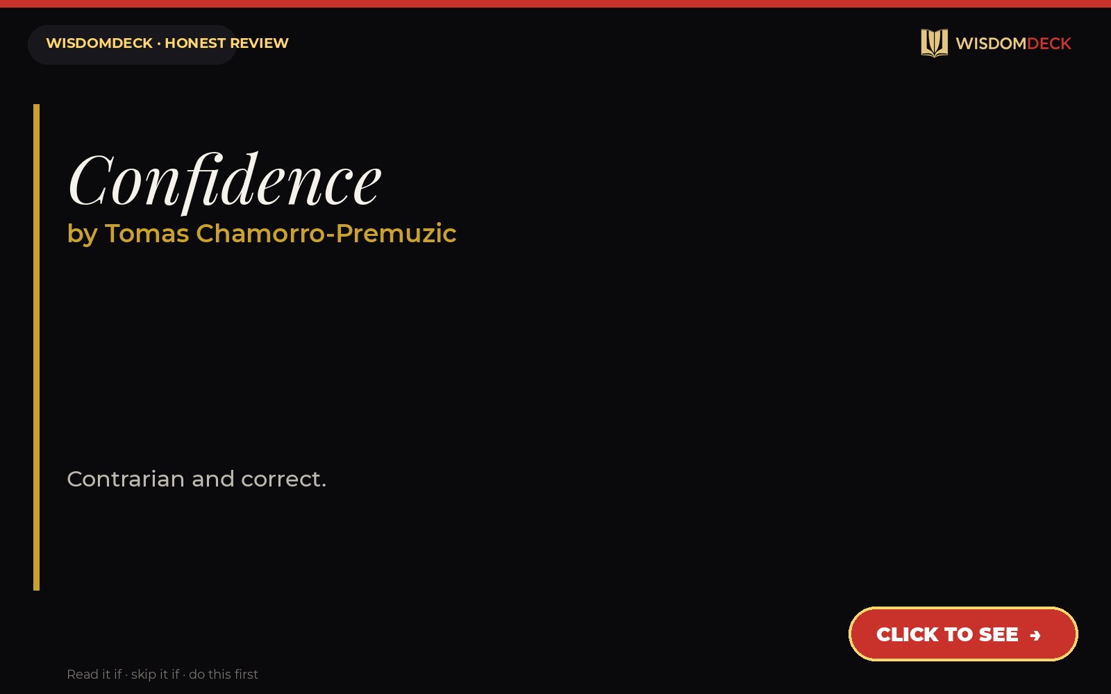 Confidence by Tomas Chamorro-Premuzic — WisdomDeck review