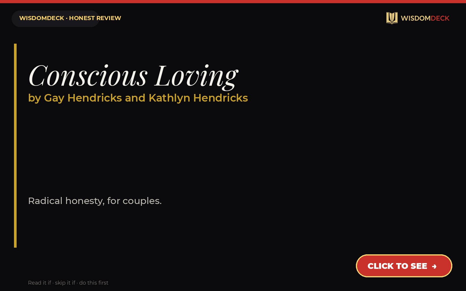 Conscious Loving by Gay Hendricks and Kathlyn Hendricks — WisdomDeck review