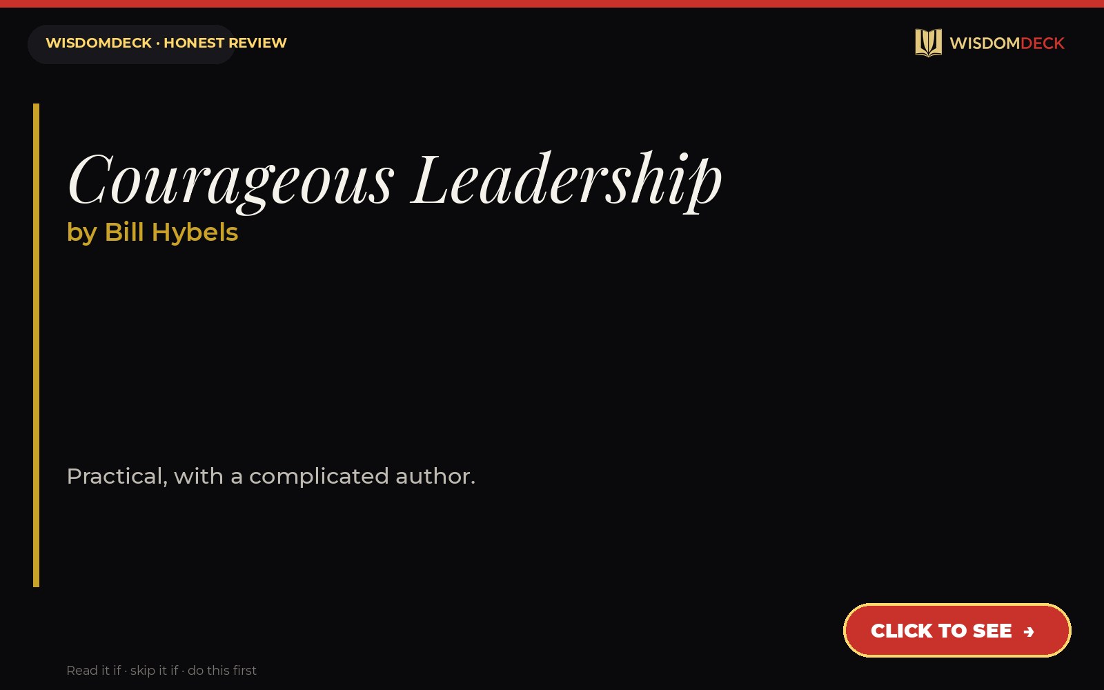 Courageous Leadership by Bill Hybels — WisdomDeck review