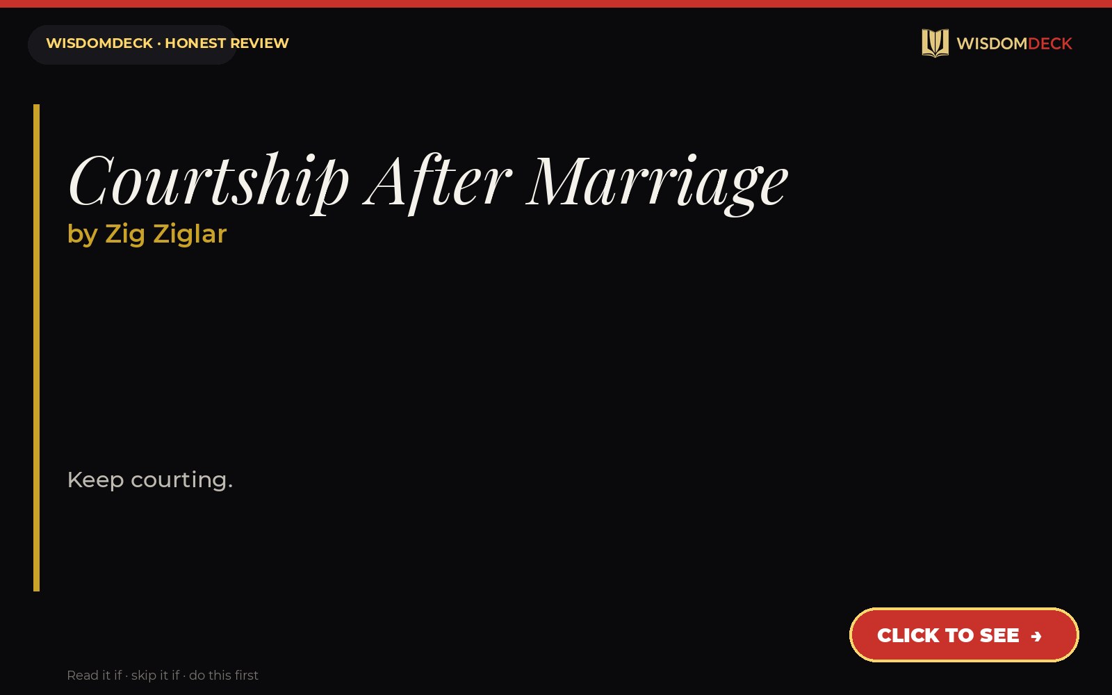 Courtship After Marriage by Zig Ziglar — WisdomDeck review