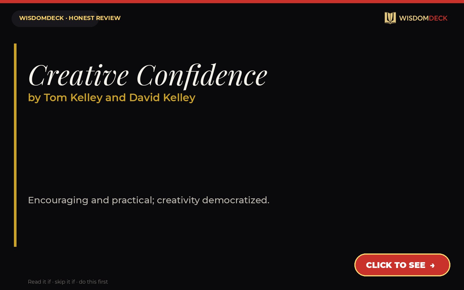 Creative Confidence by Tom Kelley and David Kelley — WisdomDeck review